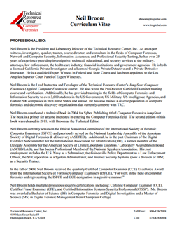 CV for Neil Broom Expert Witness in Computer Forensics Investigations in Anaheim California